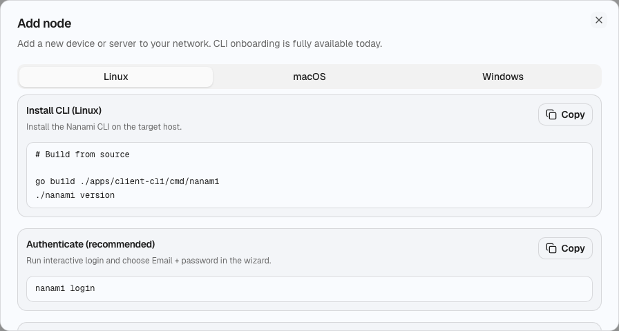 CLI onboarding step